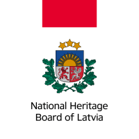 Nacionālās kultūras mantojuma pārvaldes logo - pilns, pilnkrāsu, vertikāls, angliski