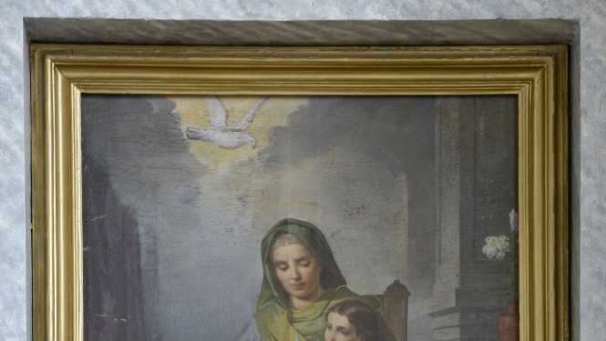 Altārglezna, kurā redzams kā Anna māca Mariju lasīt